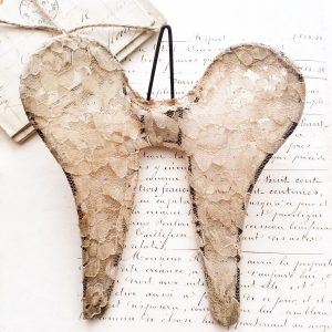 Aged lace angel wings