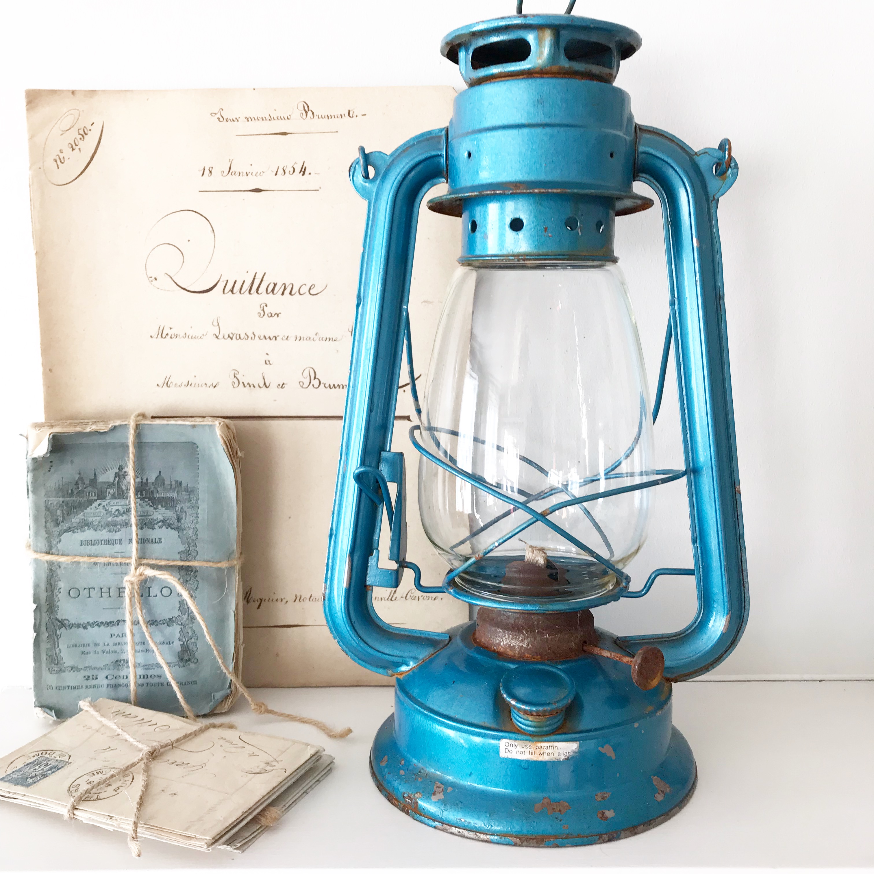 Lovely old french hurricane lamp