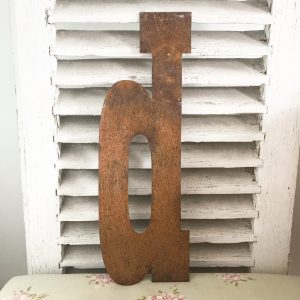 Wonderful old rusted metal shop sign letter d