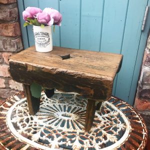 Adorable little rustic wooden milking stool stool